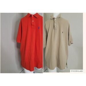 Polo Ralph Lauren Large polo lot 2 items shirt men button collar brown red